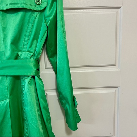 Jessica Simpson Green Double Breasted Trench Coat Belted Unique Piece XS - Picture 15 of 16